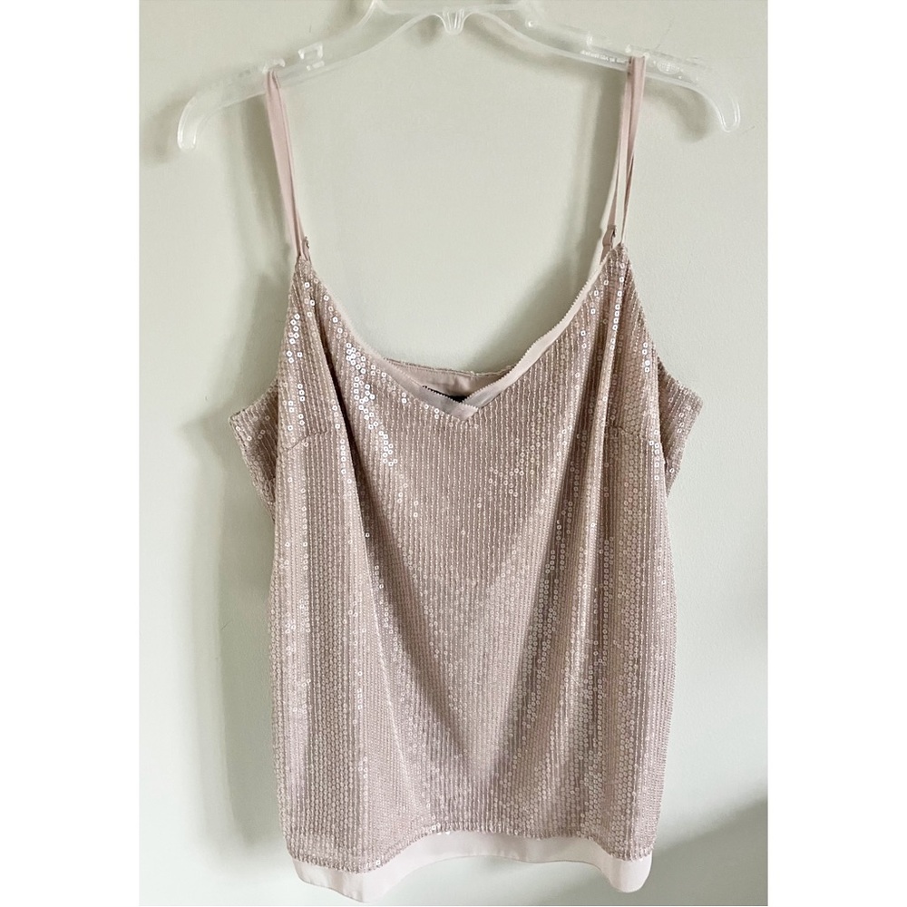 WHBM tan All Over Sequin Cami top NWT L